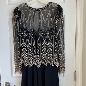 Elegant Black and Gold Lace Dress
